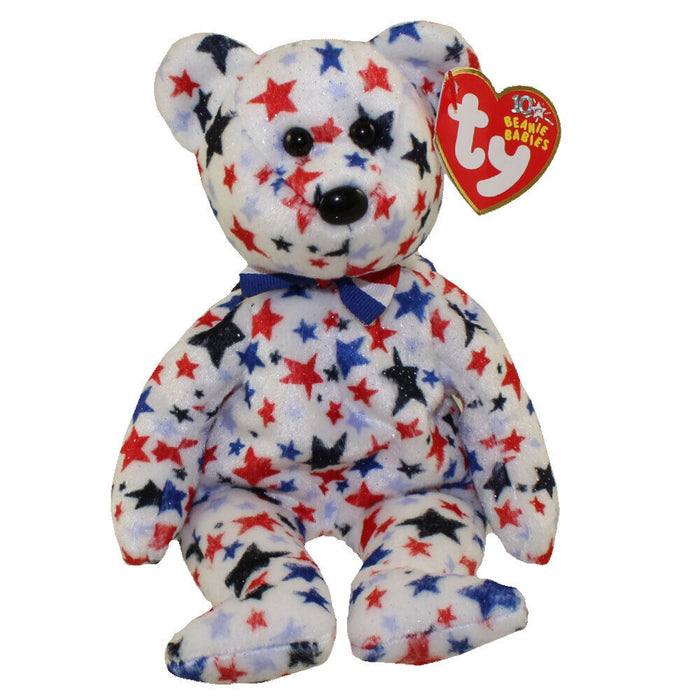 Plush TY Beanie Babies - Red, White & Blue the Bear - Cardboard Memories Inc.