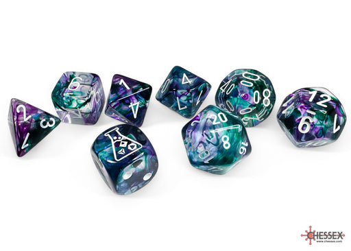 Dice Chessex Dice - Lab Dice - 7-Die Set - Nebula - Polyhedral Fluorite with White - Cardboard Memories Inc.