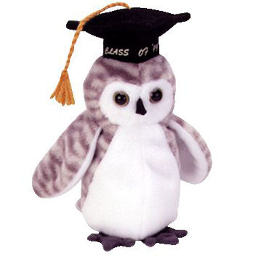 Plush TY Beanie Baby - Wiser the Owl - Class of 1999 - Cardboard Memories Inc.