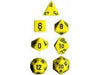 Dice Chessex Dice - Opaque Yellow with Black - Set of 7 - CHX 25402 - Cardboard Memories Inc.