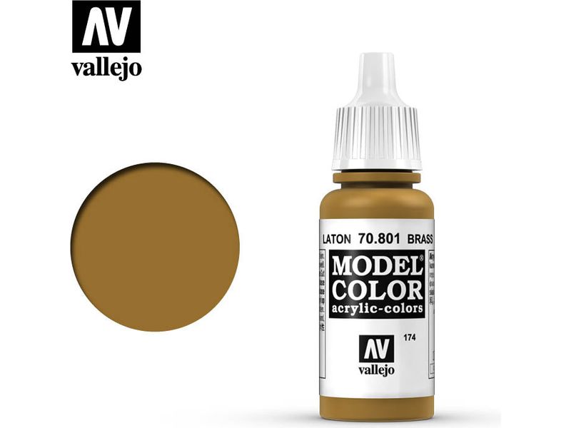 Paints and Paint Accessories Acrylicos Vallejo - Brass - 70 801 - Cardboard Memories Inc.