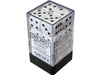 Dice Chessex Dice - Opaque White with Black - Set of 12 D6 - CHX 25601 - Cardboard Memories Inc.