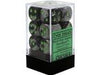 Dice Chessex Dice - Gemini Black-Grey with Green - Set of 12 D6 - CHX 26645 - Cardboard Memories Inc.