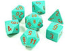 Dice Chessex Dice - Lab Dice - Heavy 7-Die Set - Turquoise Orange - Cardboard Memories Inc.