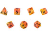 Dice Gate Keeper Games - Halfsies Dice - Firey Orange and Phoenix Tail Yellow - Phoenix - Set of 7 - Cardboard Memories Inc.