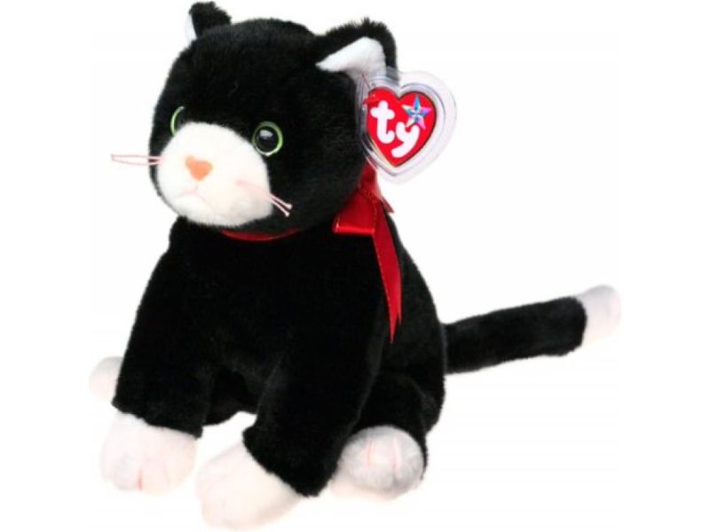 Black and white shop cat beanie baby