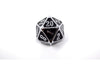 Dice Die Hard Dice - Metal MTG Roll Down Counter Shiny Silver with Black - D20 - Cardboard Memories Inc.