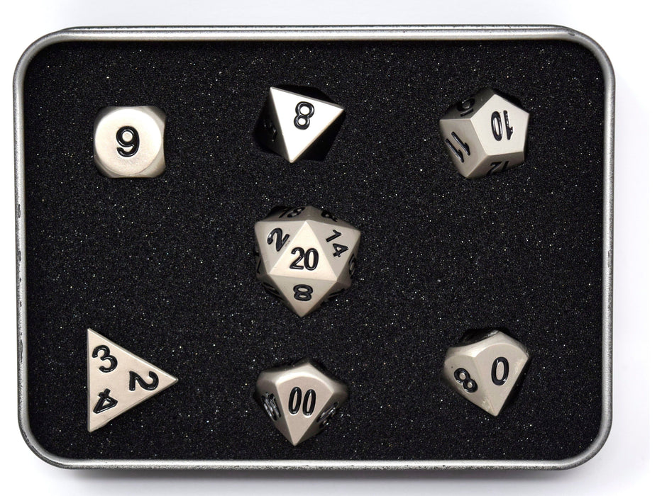 Dice Die Hard Dice - RPG Metal Brilliant Silver - Set of 7 - Cardboard Memories Inc.