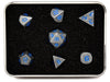 Dice Die Hard Dice - RPG Metal Raw Steel with Blue - Set of 7 - Cardboard Memories Inc.