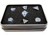 Dice Die Hard Dice - RPG Metal Raw Steel with Blue - Set of 7 - Cardboard Memories Inc.