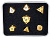 Dice Die Hard Dice - RPG Metal Battleworn Gold with Black - Set of 7 - Cardboard Memories Inc.