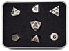 Dice Die Hard Dice - RPG Metal Battleworn Silver with Black 94071- Set of 7 - Cardboard Memories Inc.