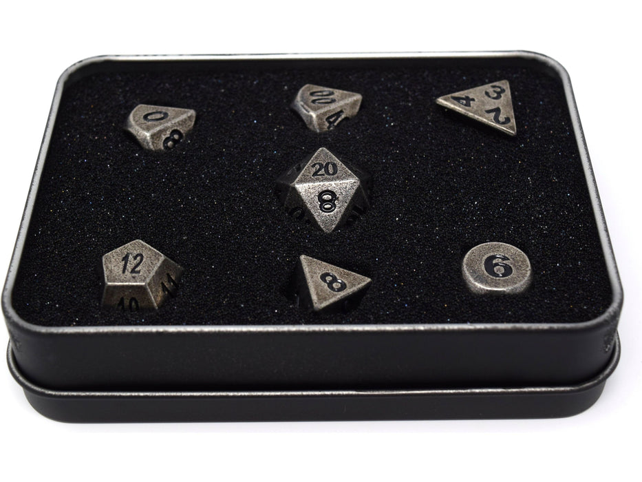 Dice Die Hard Dice - RPG Metal Ancient Silver 94070 - Set of 7 - Cardboard Memories Inc.