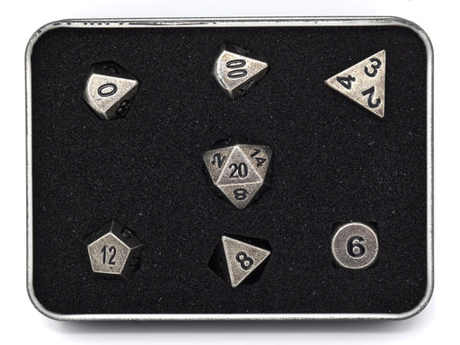 Dice Die Hard Dice - RPG Metal Ancient Silver 94070 - Set of 7 - Cardboard Memories Inc.