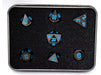 Dice Die Hard Dice - RPG Metal Sinister Chrome with Blue - Set of 7 - Cardboard Memories Inc.