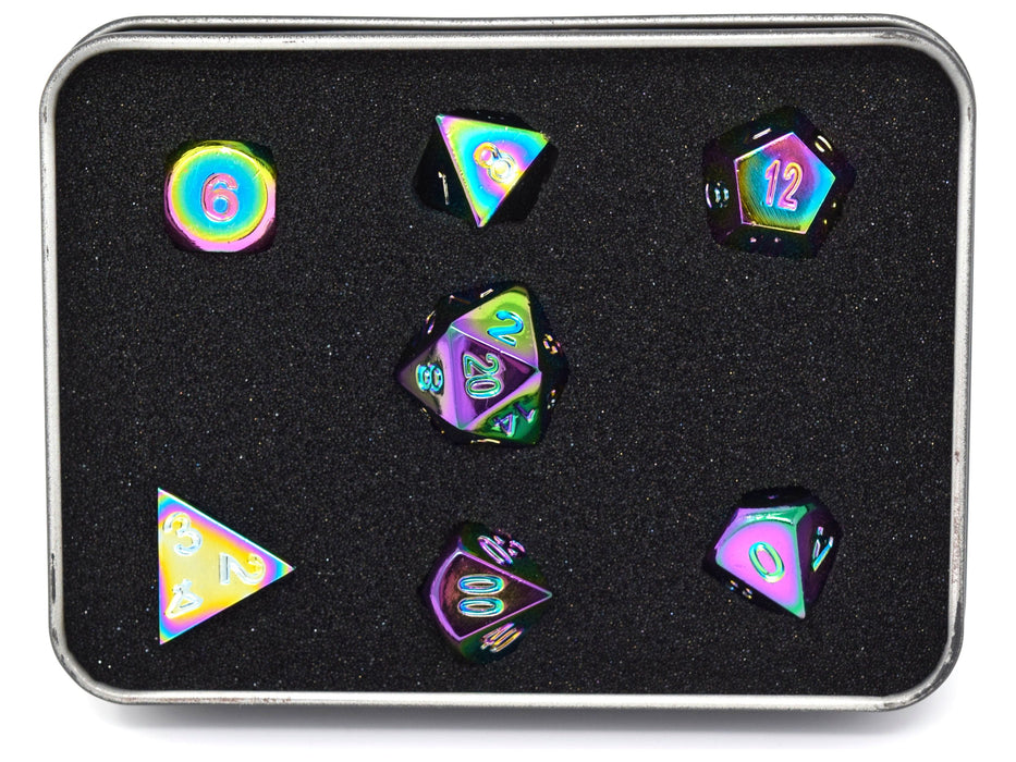 Dice Die Hard Dice - RPG Metal Scorched Rainbow - Set of 7 - Cardboard Memories Inc.