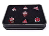 Dice Die Hard Dice - Metal Gemstone Shiny Silver Ruby - Set of 7 - Cardboard Memories Inc.