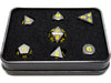 Dice Die Hard Dice - RPG Metal Gunmetal with Yellow 94121 - Set of 7 - Cardboard Memories Inc.