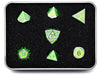 Dice Die Hard Dice - Metal Gemstone Silver Peridot - Set of 7 - Cardboard Memories Inc.