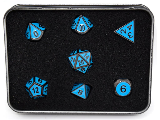 Dice Die Hard Dice - RPG Gothica Metal Sinister Blue - Set of 7 - Cardboard Memories Inc.