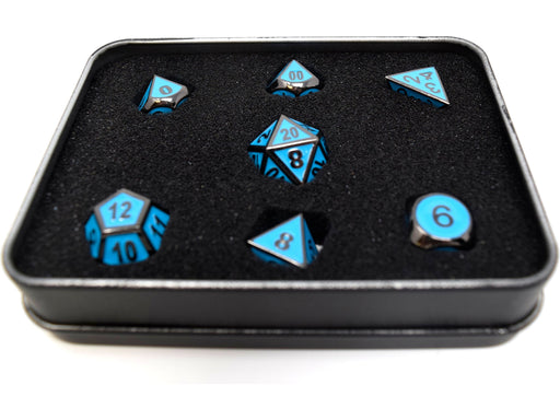 Dice Die Hard Dice - RPG Gothica Metal Sinister Blue - Set of 7 - Cardboard Memories Inc.