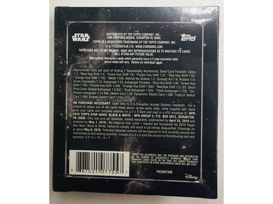 Non Sports Cards Topps - 2019 - Star Wars - Black and White - Empire Strikes Back - Hobby Box - Cardboard Memories Inc.