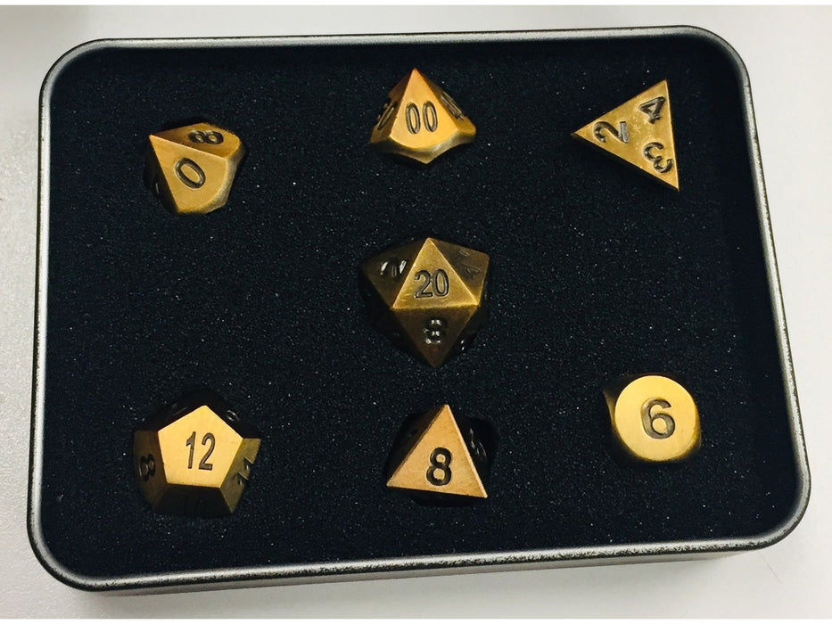 Dice Die Hard Dice - Metal RPG Battleworn Bronze - Set of 7 - Cardboard Memories Inc.