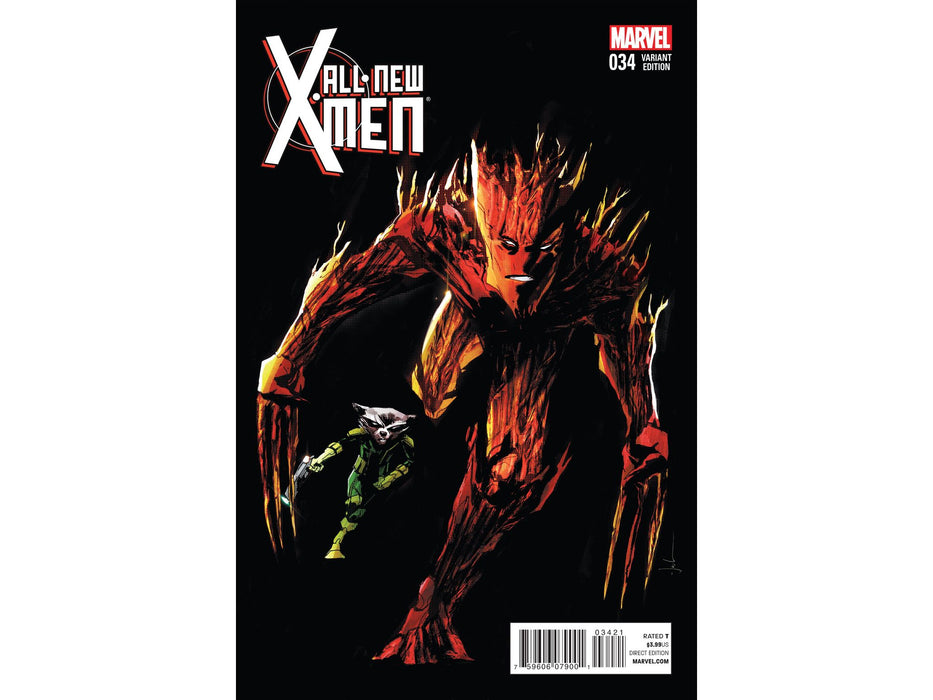 Comic Books Marvel Comics - All New X-Men 034 - Rocket Racc. and Groot Jock Variant Edition - 7579 - Cardboard Memories Inc.