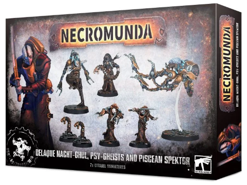 Collectible Miniature Games Games Workshop - Necromunda - House of Shadow - Delaque Nacht-Ghul, Psy-Gheists and Piscean Spektor - 300-77 - Cardboard Memories Inc.