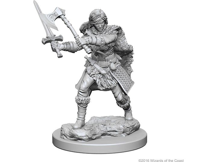 Role Playing Games Wizkids - Dungeons and Dragons - Unpainted Miniature - Nolzurs Marvellous Miniatures - Human Female Barbarian - 72644 - Cardboard Memories Inc.