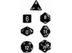Dice Chessex Dice - Opaque Black with White - Set of 7 - CHX 25408 - Cardboard Memories Inc.