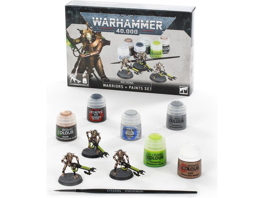 Collectible Miniature Games Games Workshop - Warhammer 40K - Necrons - Warriors and Paint Set - 60-69 - Cardboard Memories Inc.