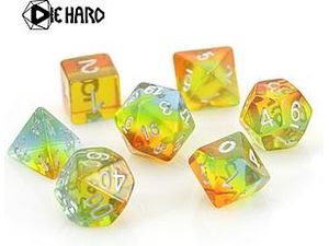 Dice Die Hard Dice - Translucent Sunrise Gradient - Set of 7 - Cardboard Memories Inc.