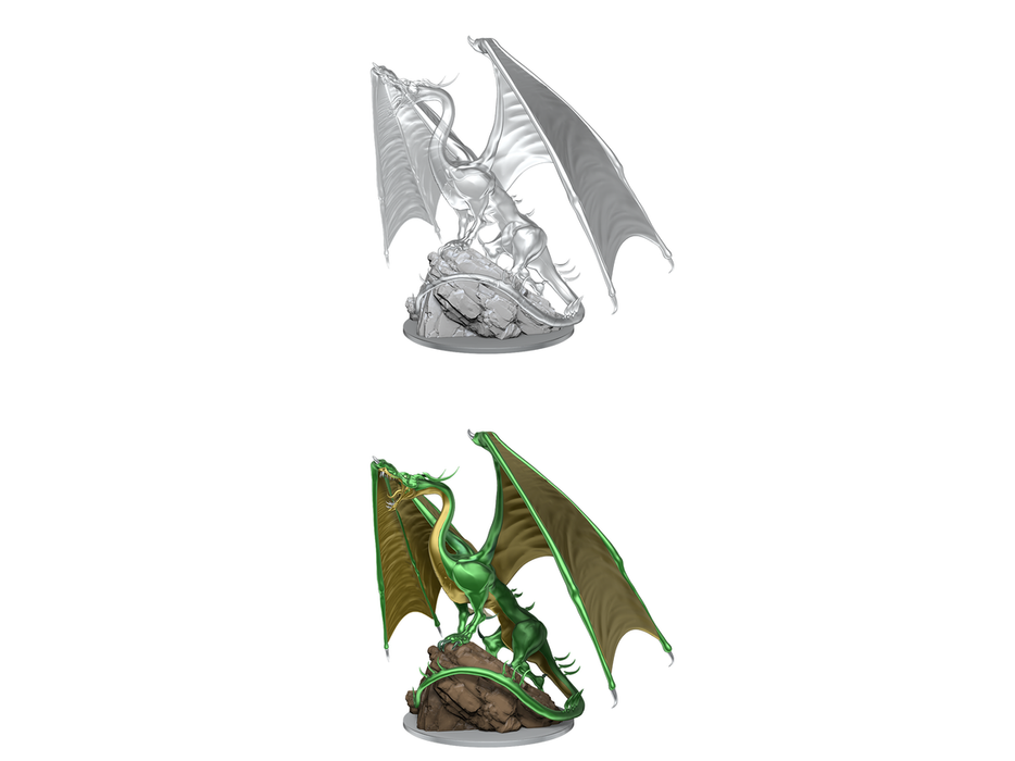 Role Playing Games Wizkids - Dungeons and Dragons - Unpainted Miniature - Nolzurs Marvellous Miniatures - Young Emerald Dragon - 90491 - Cardboard Memories Inc.