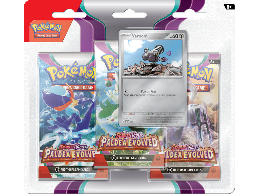 Trading Card Games Pokemon - Scarlet and Violet - Paldea Evolved - 3 Pack Blister - Varoom - Cardboard Memories Inc.